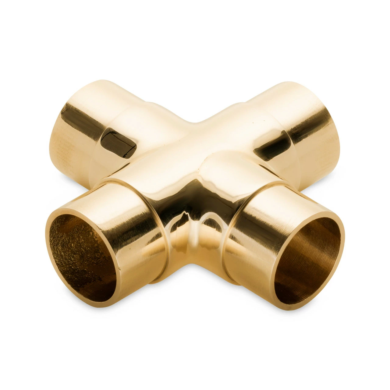 Flush Cross Fitting - Polished Brass - 1.5" OD