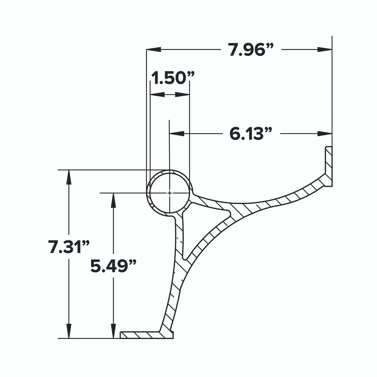 Combination Foot Rail Bracket - Brushed Stainless Steel - 1.5" OD 6 Combination Foot Rail Bracket - Brushed Stainless Steel - 1.5" OD - Image 5
