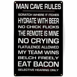 Man Cave Rules Metal Bar Sign