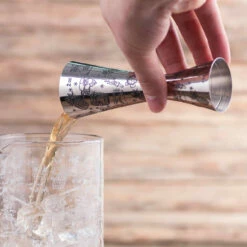 Urban Bar Tiki Pattern Mixing Glass & Bar Tool Set - 4 Pieces -PourLab Zone 18002293 Urban Bar Etched Tiki Aero Stainless Steel Cocktail Jigger 1oz 2oz 4 02329.1592497771