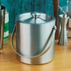 Behind The Bar® Stainless Steel Double Walled Ice Bucket - 1.5 Quarts -PourLab Zone 181311 behind the bar stainless steel double walled ice bucket 3 81664.1590765047