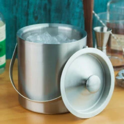 Behind The Bar® Stainless Steel Double Walled Ice Bucket - 1.5 Quarts -PourLab Zone 181311 behind the bar stainless steel double walled ice bucket 4 34065.1590765048