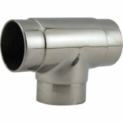 Flush Tee Hand Rail Fitting - Polished Stainless Steel - 2" OD