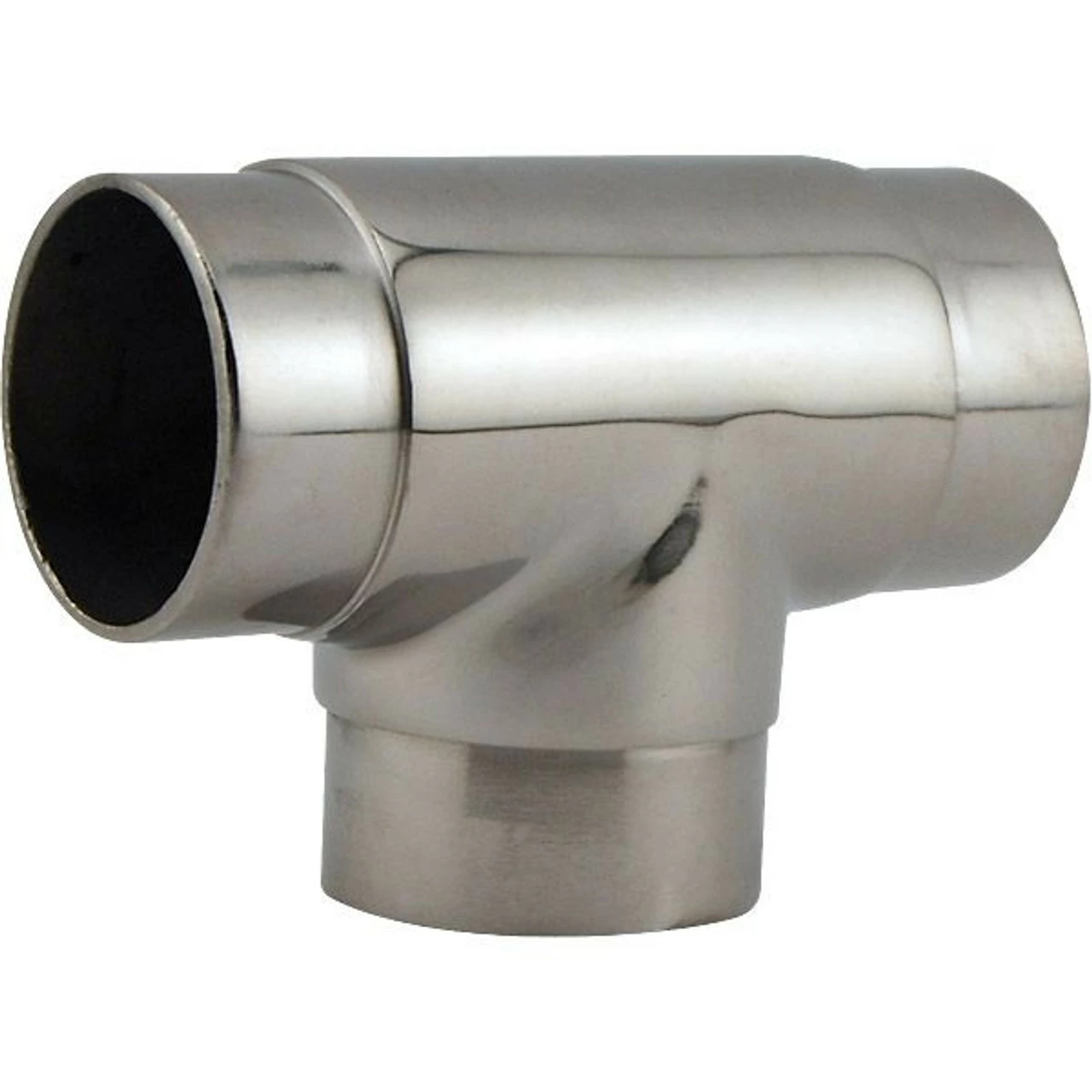 Flush Tee Hand Rail Fitting - Polished Stainless Steel - 2" OD 3 Flush Tee Hand Rail Fitting - Polished Stainless Steel - 2" OD