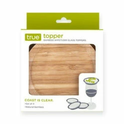 Bamboo Appetizer Glass Toppers - Set Of 4 -PourLab Zone 2221 v1 pkg1 92150.1616524797