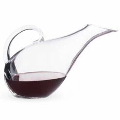 Hand-Blown Glass Broad Bowl Wine Decanter With Handle - 53 Oz -PourLab Zone 2395 hand blown glass broad bowl wine decanter with handle 53oz03 98590.1590763722