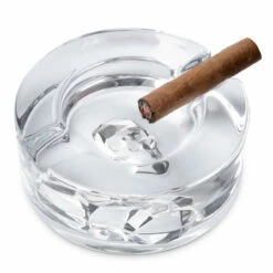 Nude Glass Shade Skull Silhouette Round Crystal Cigar Ashtray