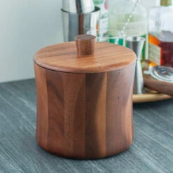 Natural Teak Wood Ice Bucket - 3 Quarts -PourLab Zone 2900 ice natural teak wood ice bucket 3 52886.1590767970