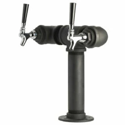 Draft Beer Tower - Black Iron - Double Tap - Standard Stainless Steel Faucet