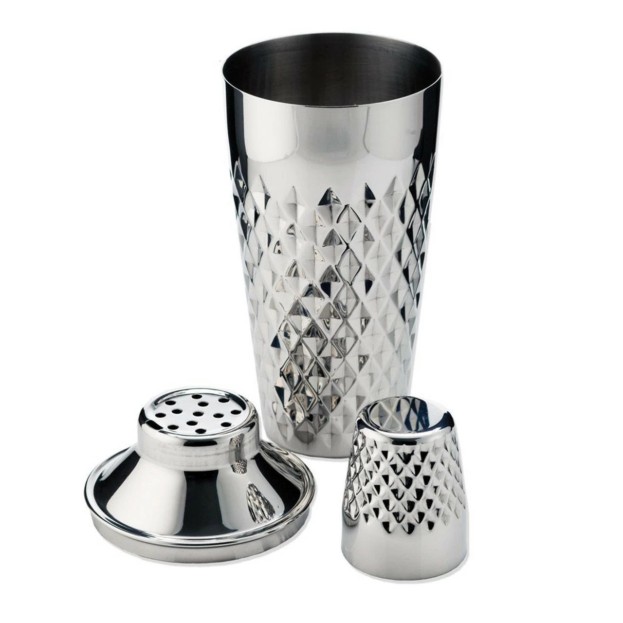 Viski Seneca Faceted Cocktail Shaker - Built-In Strainer - Stainless Steel - 25 Oz 4 Viski Seneca Faceted Cocktail Shaker - Built-In Strainer - Stainless Steel - 25 Oz - Image 2