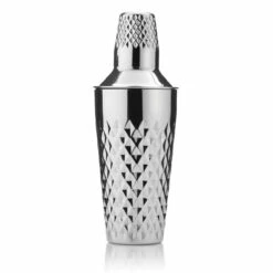 Viski Seneca Faceted Cocktail Shaker - Built-In Strainer - Stainless Steel - 25 Oz