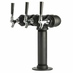 Draft Beer Tower - Black Iron - Triple Tap - Standard Stainless Steel Faucet
