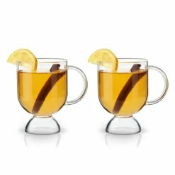 Viski Hot Toddy Warm Cocktail Footed Glass Mugs - 12 Oz - Set Of 2