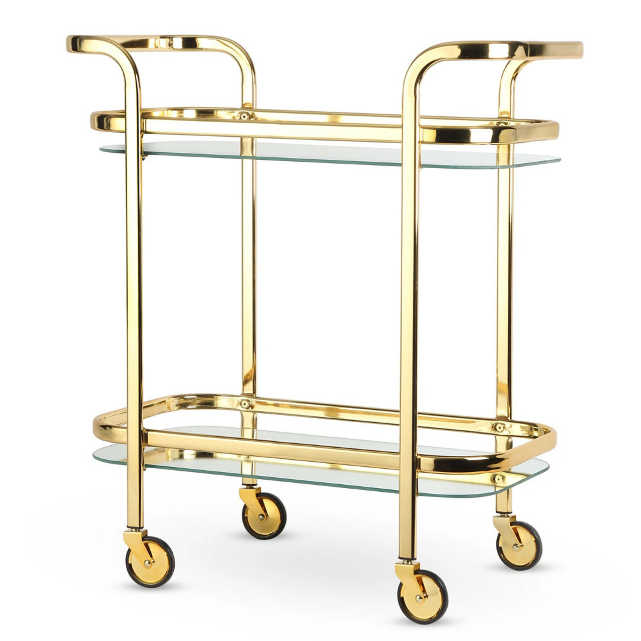 Viski Belmont Two-Tiered Bar Cart With Mirrored Shelves - Gold Plated Stainless Steel 3 Viski Belmont Two-Tiered Bar Cart With Mirrored Shelves - Gold Plated Stainless Steel