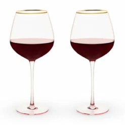 Rose Tinted Crystal Red Wine Glasses With Gold Rims - 20 Oz - Set Of 2 -PourLab Zone 6162 red rose tinted crystal red wine glasses with gold rims 20 oz set of 2 02 57582.1590768371