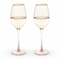 Rose Tinted Crystal White Wine Glasses With Gold Rims - 14 Oz - Set Of 2 -PourLab Zone 6163 red rose tinted crystal white wine glasses with gold rims 14 oz set of 2 02 00664.1590768374