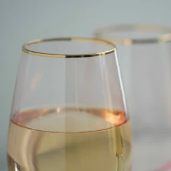 Rose Tinted Crystal White Wine Glasses With Gold Rims - 14 Oz - Set Of 2 -PourLab Zone 6163 red rose tinted crystal white wine glasses with gold rims 14 oz set of 2 10 05338.1590768375
