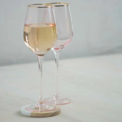 Rose Tinted Crystal White Wine Glasses With Gold Rims - 14 Oz - Set Of 2 -PourLab Zone 6163 red rose tinted crystal white wine glasses with gold rims 14 oz set of 2 13 49634.1590768374