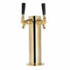 Draft Beer Tower - Brass - 3" Column - 2 Faucets -PourLab Zone 619b double tap brass draft beer kegerator tower 3 inches diameter 0009 73391.1590768384