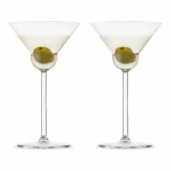 Nude Glass Vintage Rounded Crystal Martini Glasses - 6.42 Oz - Set Of 2