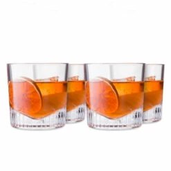 Nude Glass Caldera Crystal Double Old Fashioned Whiskey Rocks Glasses - 11 Oz - Set Of 4