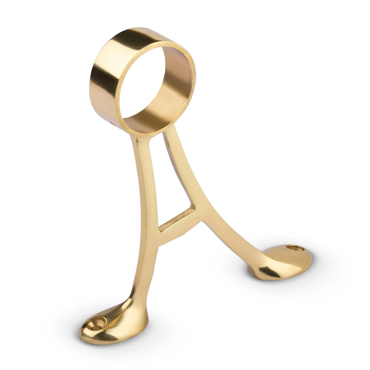 Floor Mount Foot Rail Bracket - Polished Brass - 2" OD 3 Floor Mount Foot Rail Bracket - Polished Brass - 2" OD