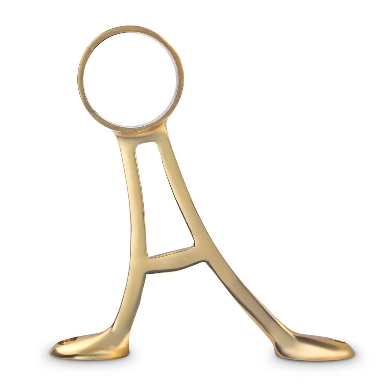 Floor Mount Foot Rail Bracket - Polished Brass - 2" OD 4 Floor Mount Foot Rail Bracket - Polished Brass - 2" OD - Image 2