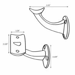 Handrail Bracket - Polished Brass - 2" OD -PourLab Zone 76932 2 brassarmrestsol b5 2 34090.1590768538