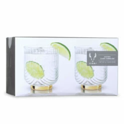 Viski Gatsby Gold Footed Glass Cocktail Tumblers - 12 Oz - Set Of 2 -PourLab Zone 7948 Viski Gatsby Gold Footed Glass Cocktail Tumblers 12 oz Set of 2 01 27149.1609276912