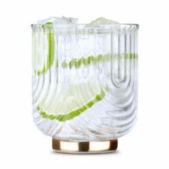 Viski Gatsby Gold Footed Glass Cocktail Tumblers - 12 Oz - Set Of 2 -PourLab Zone 7948 Viski Gatsby Gold Footed Glass Cocktail Tumblers 12 oz Set of 2 03 81592.1609276912