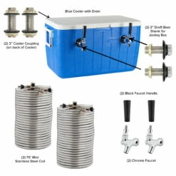 Double Faucet Jockey Box - 70' Coils - Complete Kit Without CO2 Tank -PourLab Zone 8270coolerkit 005 69710.1590768644
