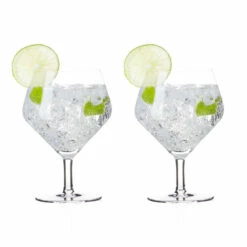 Viski Raye Crystal Footed Gin & Tonic Glasses - 14 Oz - Set Of 2