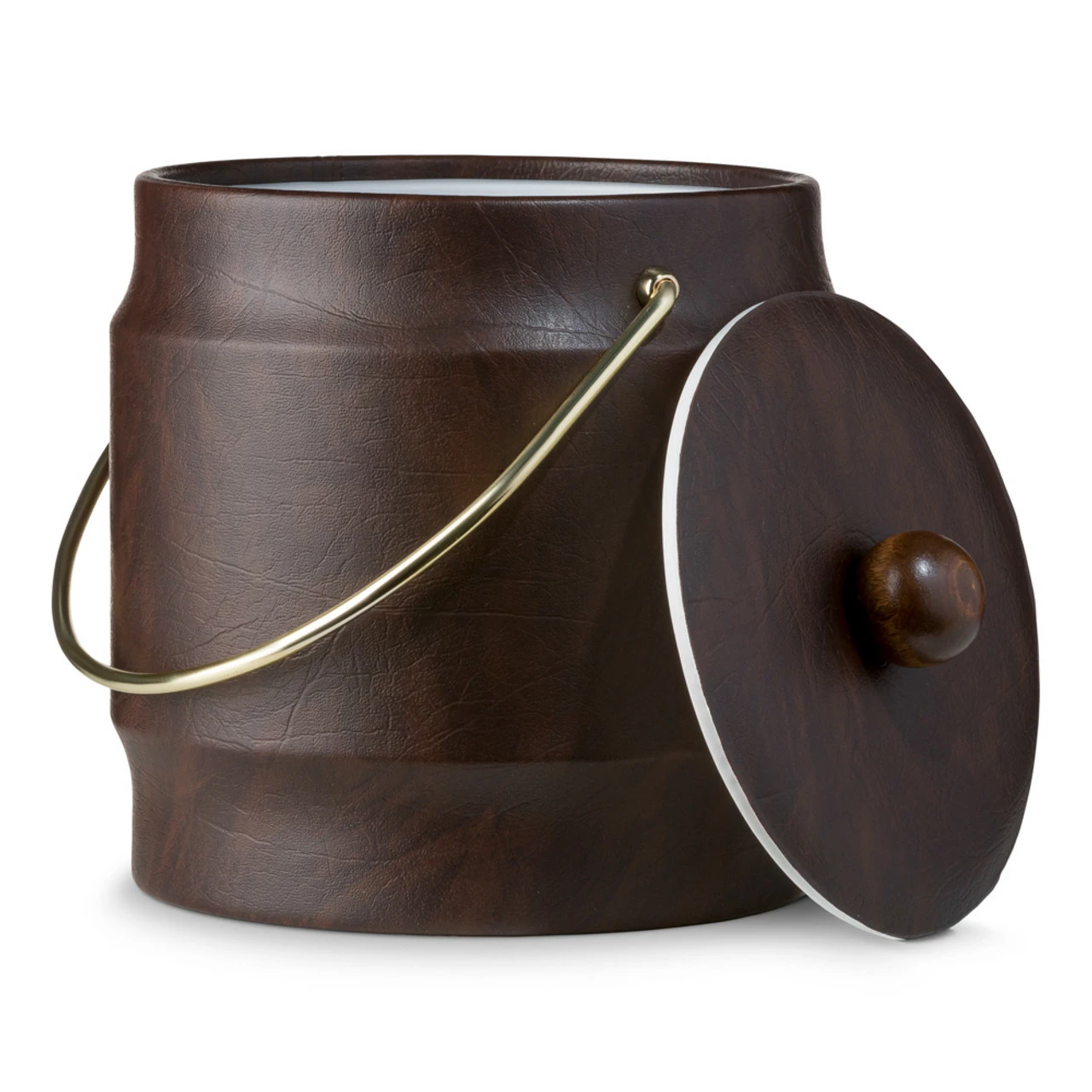 Retro Bruno Brown Keg Shaped Ice Bucket With Matching Lid & Gold Handle - 3 Qt - Image 2