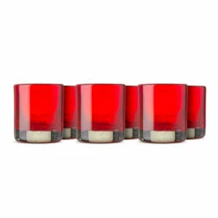 Mezcal Shot Glasses - Hand Blown Fire Red Glass - 1.5 Oz - Set Of 6