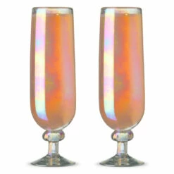 Hand-Blown Fluted Pearl Champagne & Mimosa Glasses - 12 Oz - Set Of 2