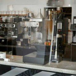 Hinged Free-Standing Protective Clear Acrylic Divider Shield - 28"W X 34"H -PourLab Zone AG34 in scene 83360.1612466262