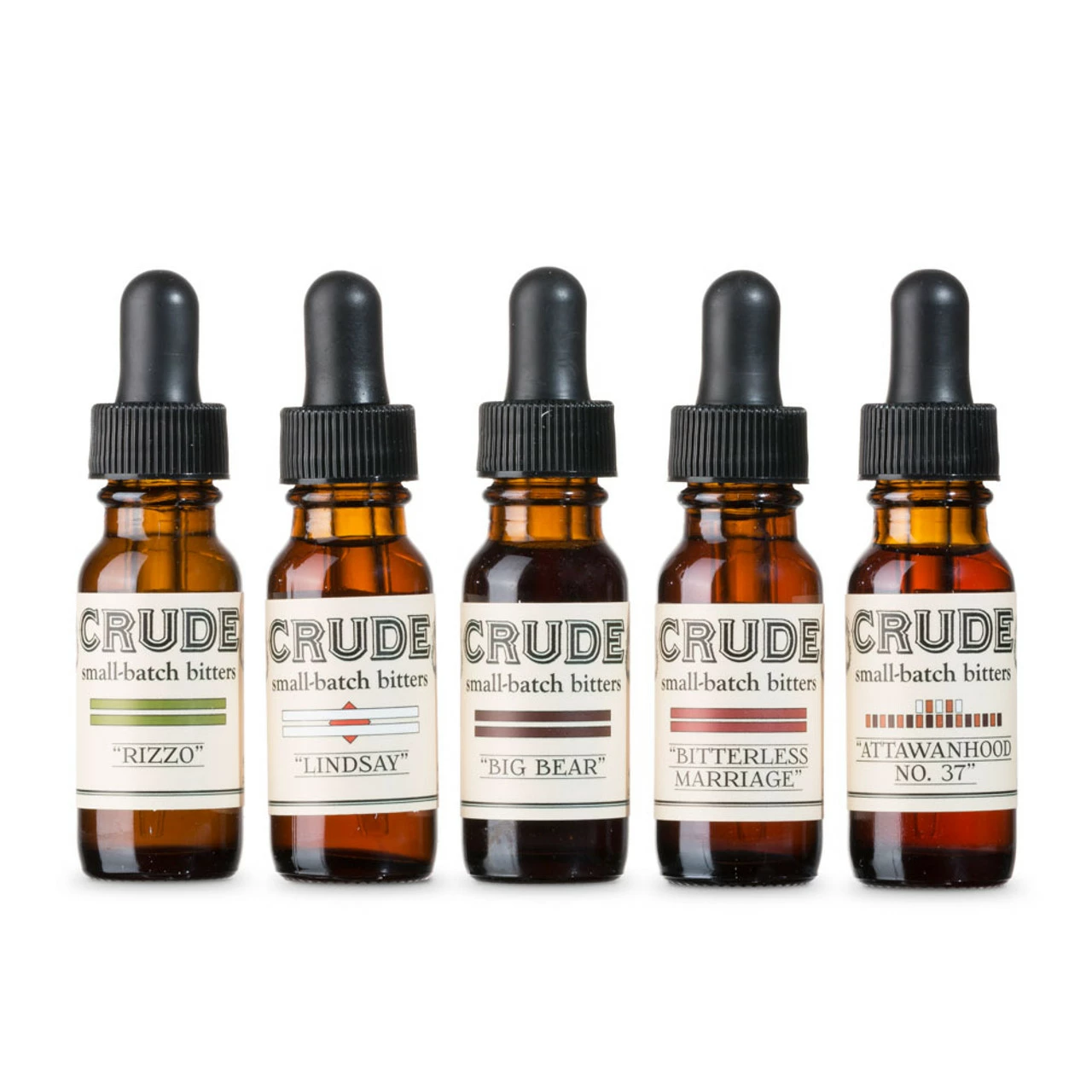 Crude Small Batch Cocktail Bitters Sampler Pack - Set Of Five 0.5 Oz Bottles 3 Crude Small Batch Cocktail Bitters Sampler Pack - Set Of Five 0.5 Oz Bottles