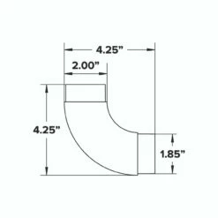 Curved Flush Elbow Fitting 90 Degree - Gunmetal Grey - 2" OD 9 Curved Flush Elbow Fitting 90 Degree - Gunmetal Grey - 2" OD -PourLab Zone Curved Flush Elbow 93448.1605734688