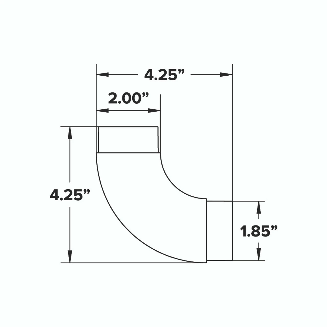 Curved Flush Elbow Fitting 90 Degree - Gunmetal Grey - 2" OD 6 Curved Flush Elbow Fitting 90 Degree - Gunmetal Grey - 2" OD - Image 4