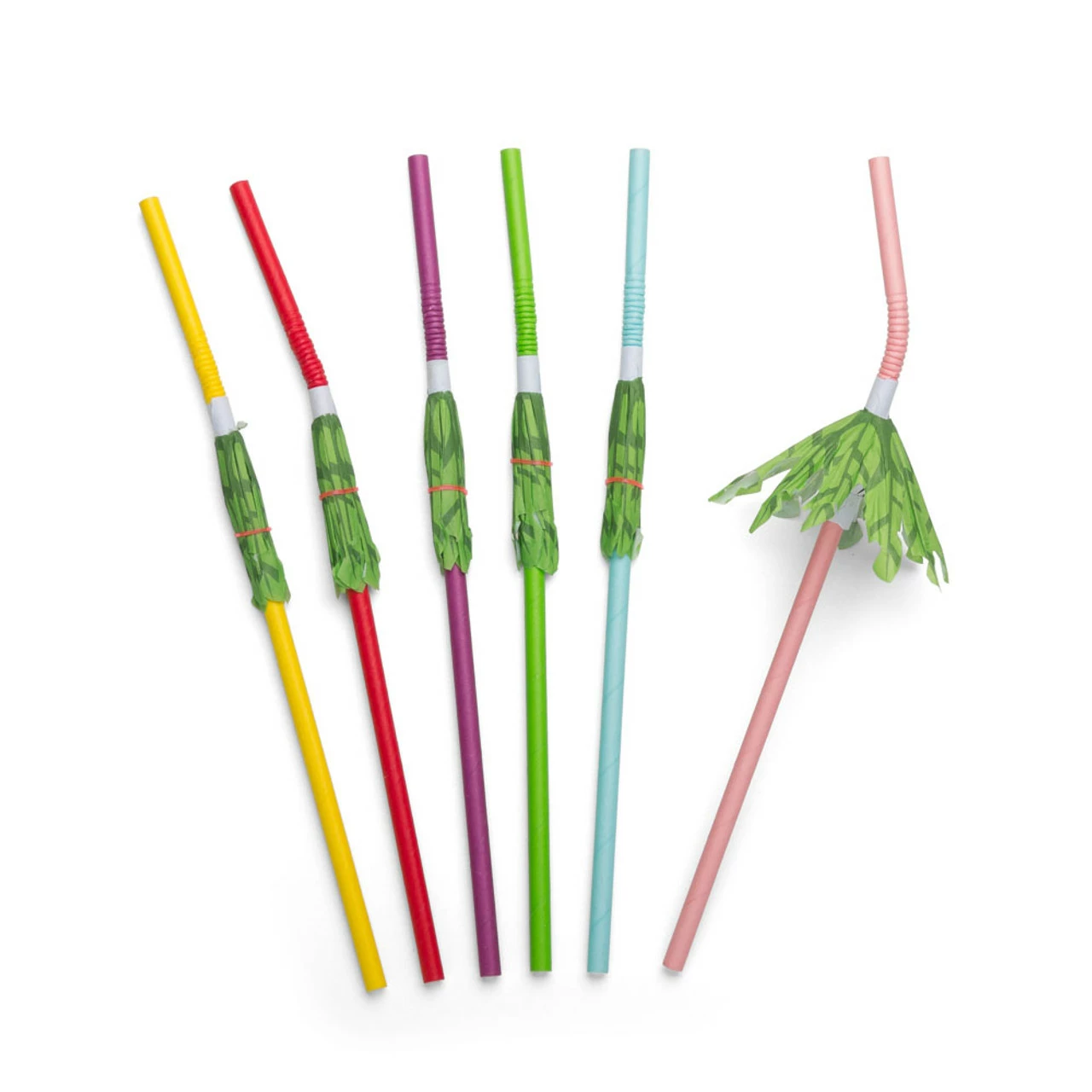 Palm Tree Multicolored Paper Drinking Straws - 9.5"L - Box Of 100 3 Palm Tree Multicolored Paper Drinking Straws - 9.5"L - Box Of 100