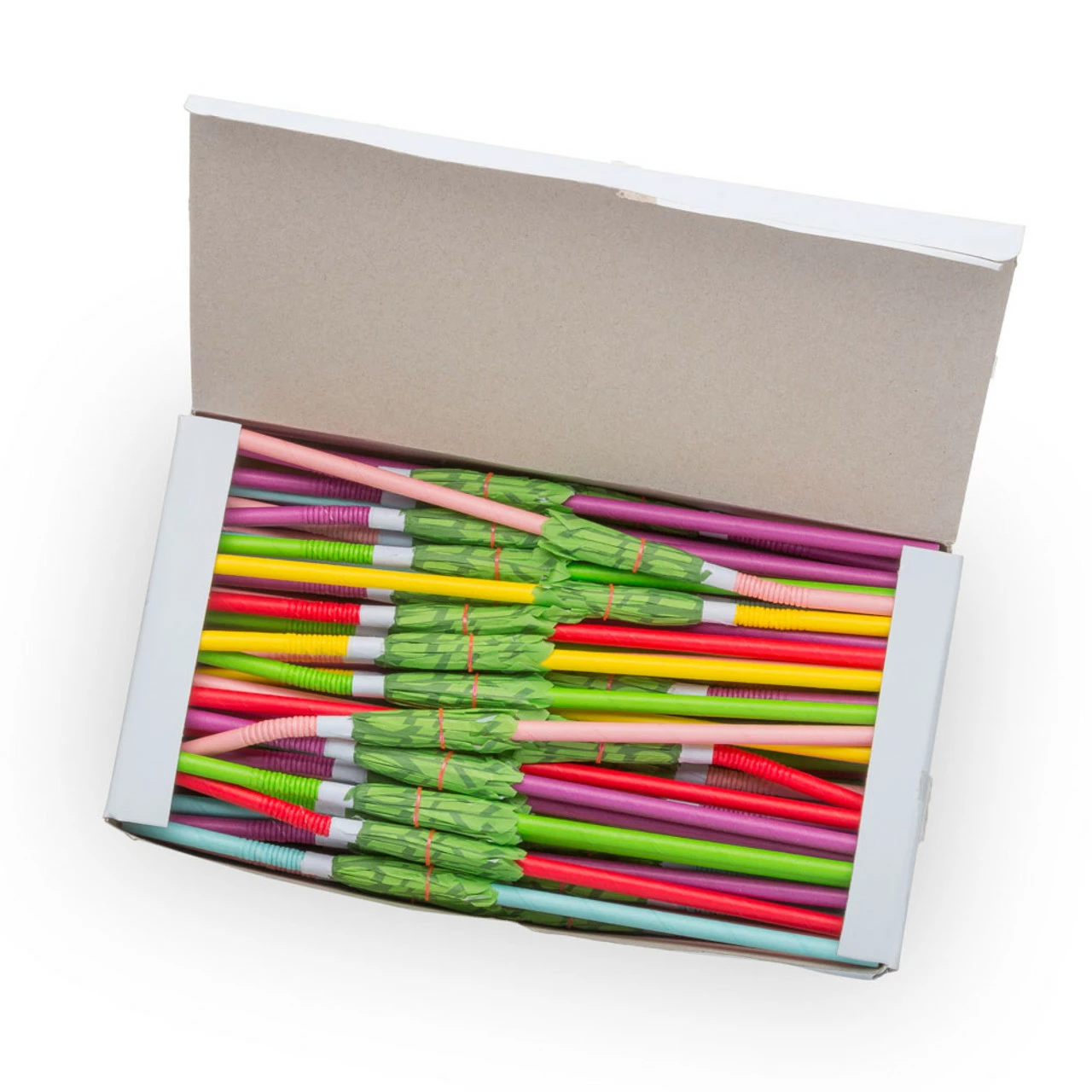 Palm Tree Multicolored Paper Drinking Straws - 9.5"L - Box Of 100 4 Palm Tree Multicolored Paper Drinking Straws - 9.5"L - Box Of 100 - Image 2