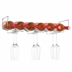 Under Cabinet 6 Wine Bottle & 6 Glass Rack - 3 Channel - Stainless Steel -PourLab Zone FTR006 Under Cabinet 6 Wine Bottle and 6 Glass Rack 3 Channel Sta 003 44510.1603376926