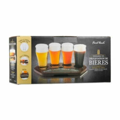 Craft Beer Flight Set - Set Of 4 Tasting Glasses & Wood Chalkboard Tray -PourLab Zone GBT114 Craft Beer Flight Set Set of 4 Tasting Glasses and Wood Chalkboard Tray 3 21482.1623764953