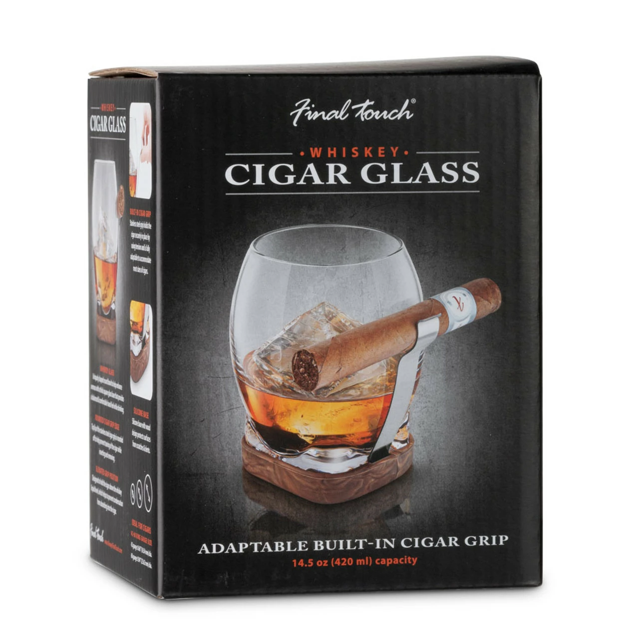 Whiskey Cigar Glass With Built-In Cigar Grip & Coaster - 14.5 Oz 5 Whiskey Cigar Glass With Built-In Cigar Grip & Coaster - 14.5 Oz - Image 3