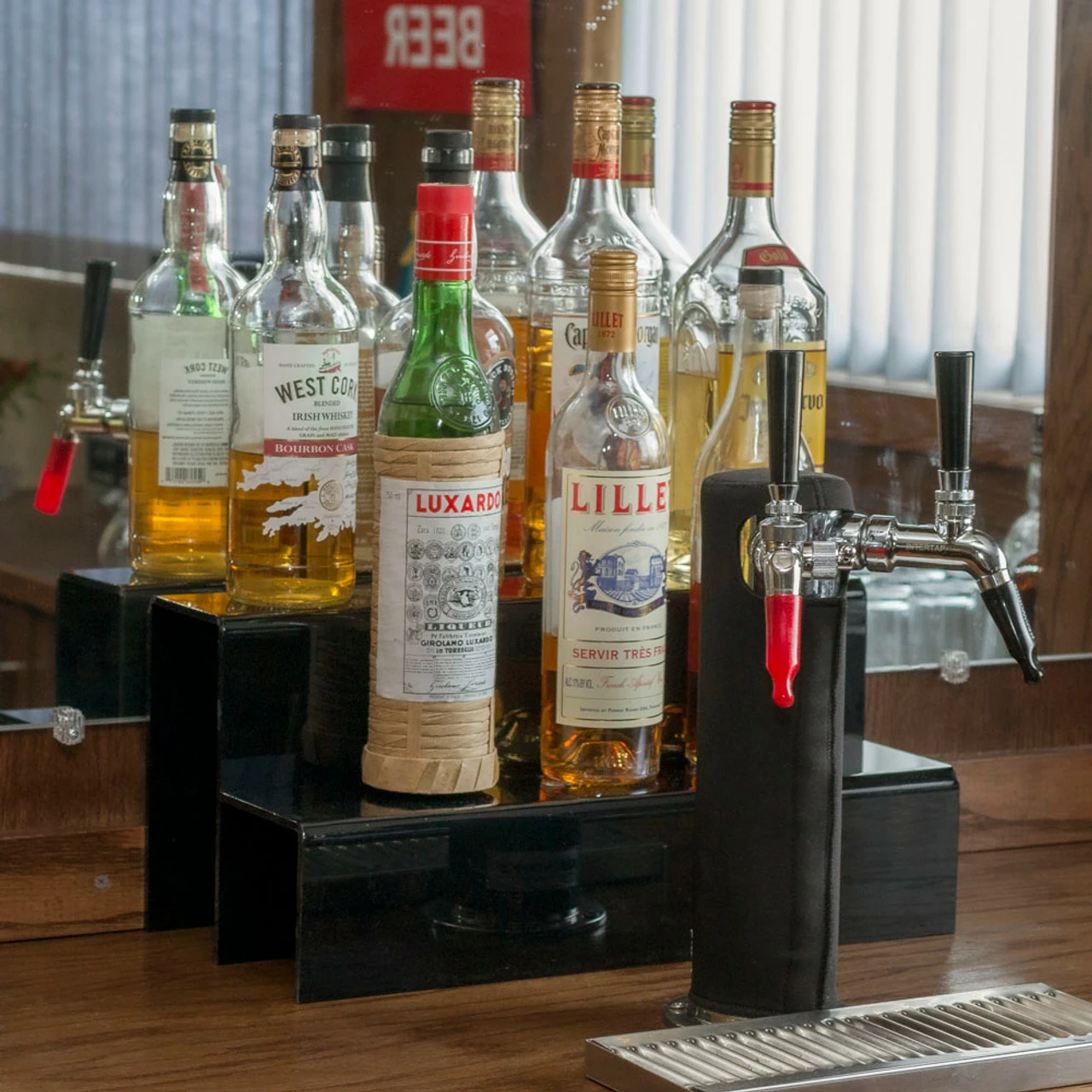 18-inch 2 Tier Liquor Bottle Shelf - Black 5 18-inch 2 Tier Liquor Bottle Shelf - Black - Image 3