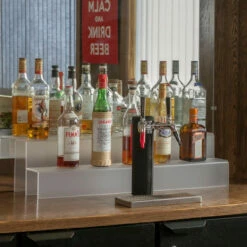 34-inch 2 Tier Liquor Bottle Shelf - Translucent -PourLab Zone KEG 036 2T C 34 inch 2 Tier Liquor Bottle Shelf Transluscent 3 18842.1592504253