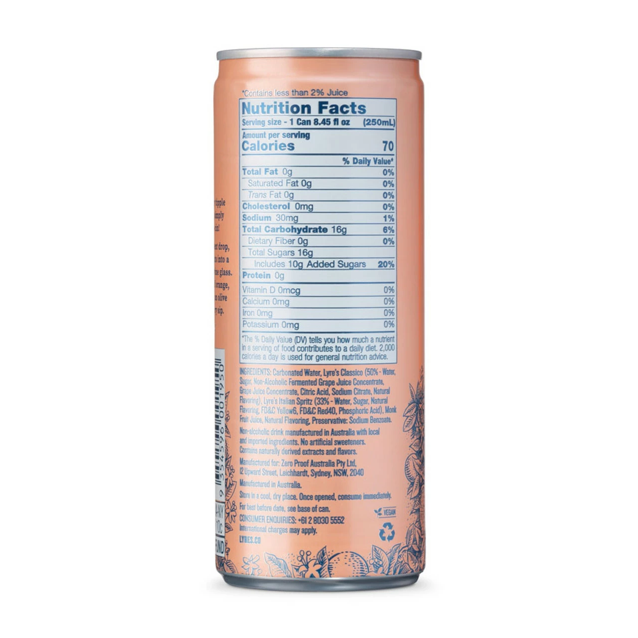 Lyre's Amalfi Spritz Non-Alcoholic Craft Cocktail - 8.45 Oz Can - 4 Pack 5 Lyre's Amalfi Spritz Non-Alcoholic Craft Cocktail - 8.45 Oz Can - 4 Pack - Image 3