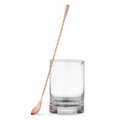 Behind The Bar® Hand Blown Mixing Glass & Weighted Copper Bar Spoon Set