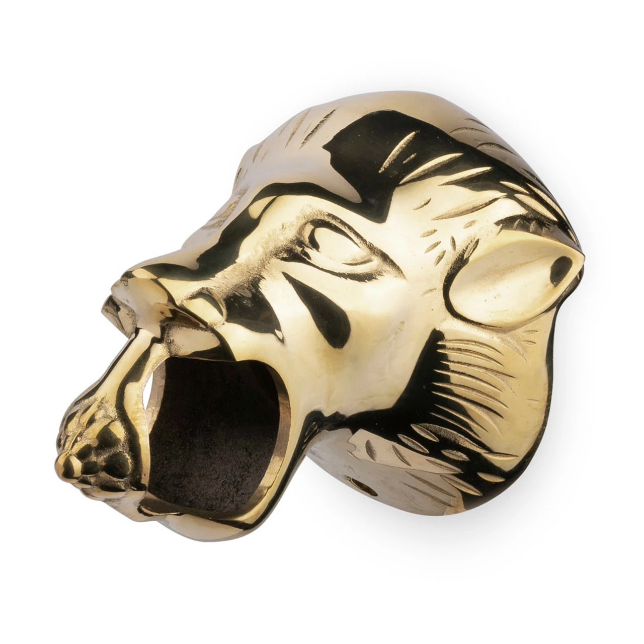 Lion Head Bar Rail Bracket - Polished Brass - 2" OD 3 Lion Head Bar Rail Bracket - Polished Brass - 2" OD