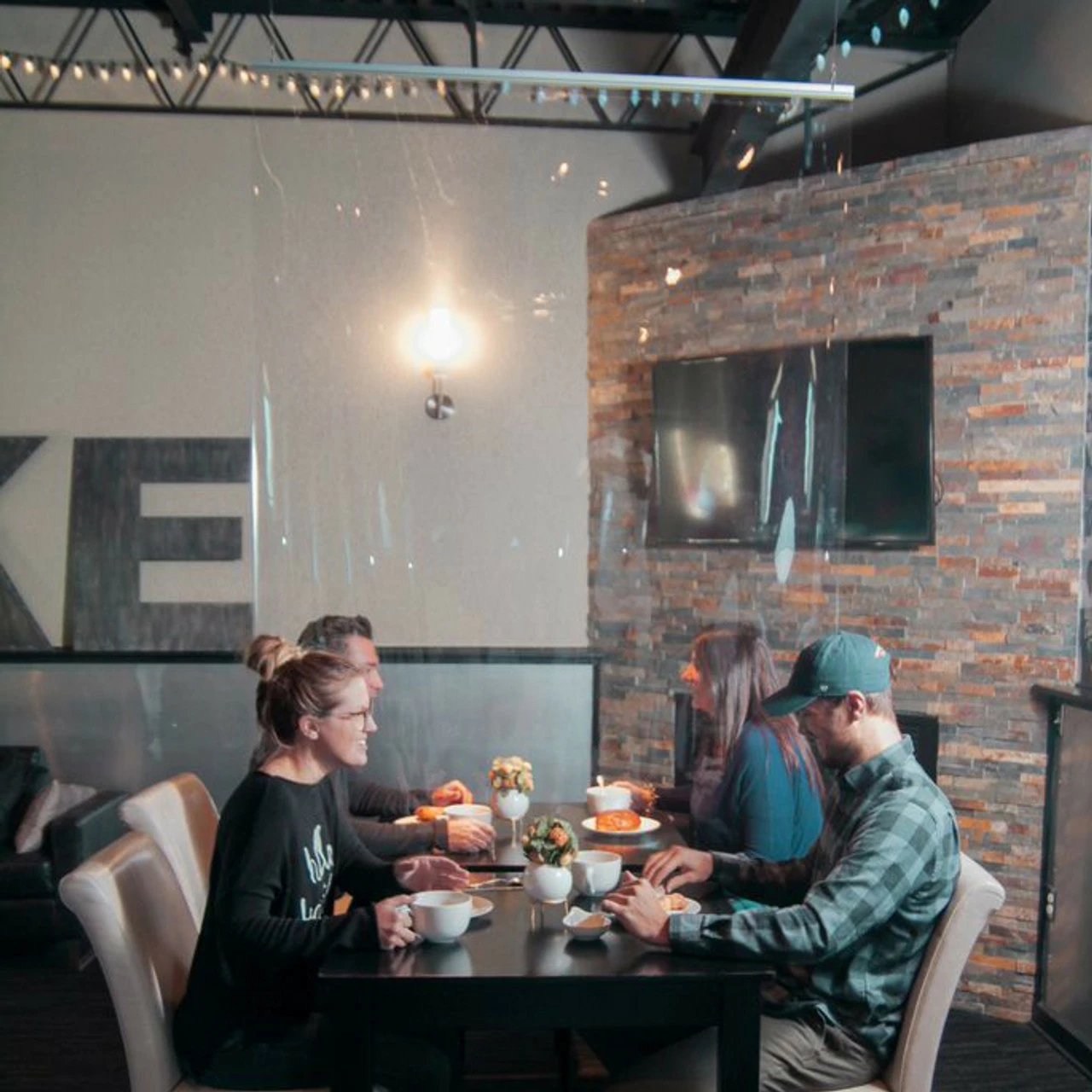 Hanging Protective Clear PVC Restaurant Partition - 54"W X 84"H 4 Hanging Protective Clear PVC Restaurant Partition - 54"W X 84"H - Image 2